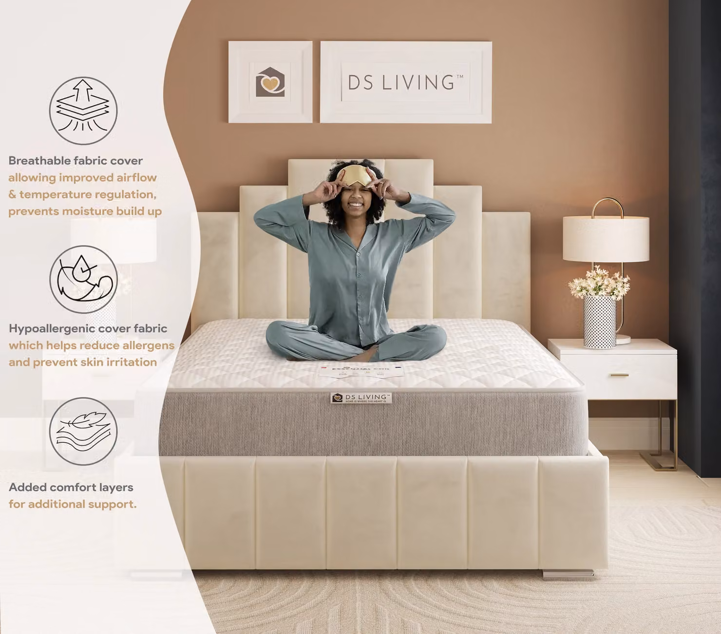 DS Living EasyRest Medium Soft Bonell Spring Essentials Mattress in Grey, W/D/H: 200 x 200 x 18 cm (Super King) – 5