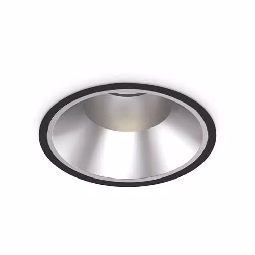 Ideal Lux Off Round D200 LED Recessed Downlight, Black, 42W, 3000K Warm White