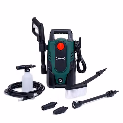 Webb 105 Bar Mains Pressure Washer and Accessories Kit in Green – 1