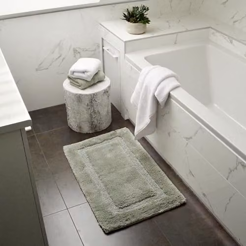 Allure Bath Fashions Bamboo Cotton Non-Slip Bath Mat, Green, W: 80 cm, D: 50 cm – 2