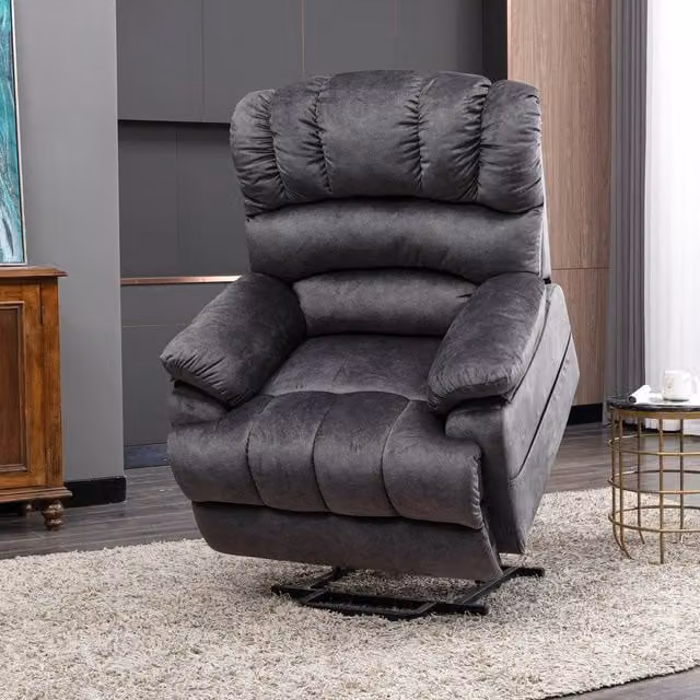 Merax Grey Fabric Power Lift Recliner Chair with 8-Point Massage, Lumbar Heat and USB – 1
