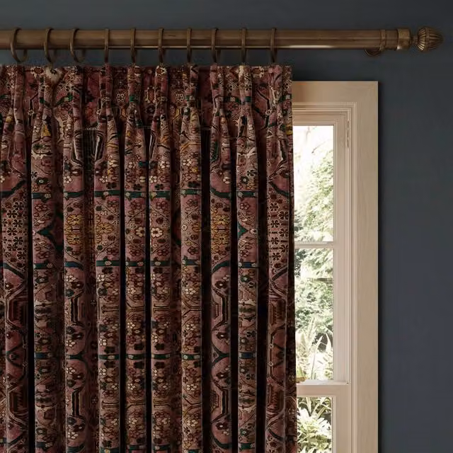 House of Hackney Pink Velvet Opaque Fabric Curtain Panel