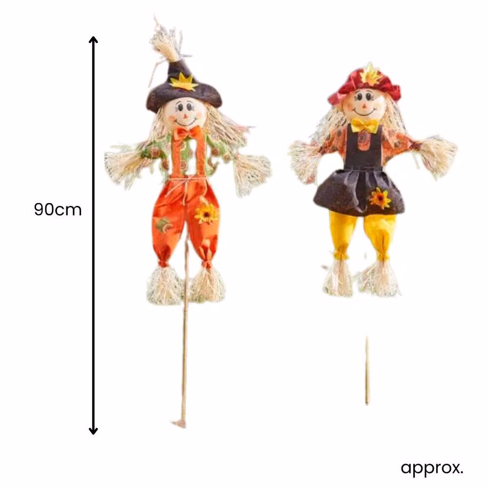 Marco Paul Set of 2 Rustic Multicolour Scarecrow Halloween Decorations, Height: 90 cm – 2