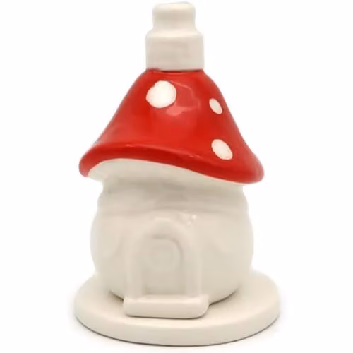 KDMD Fairy Toadstool House Ceramic Incense Cone Burner in Red and Multicolour