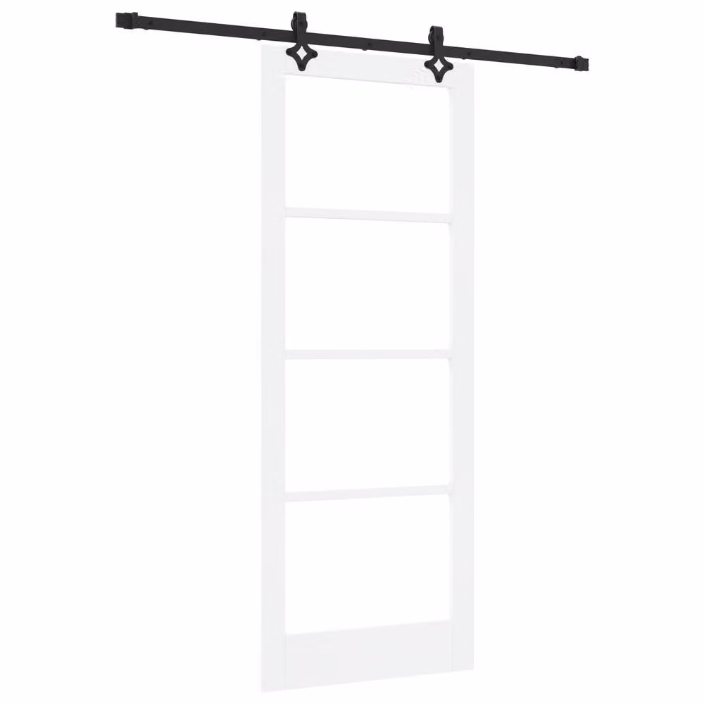 Berkfield Home Orkdal Modern White Lacquered Sliding Door with Glass and Hardware Set – 2