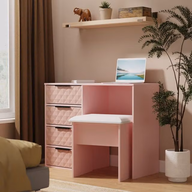 Ready Assembled 2 U Islay 4 Drawer Vanity in Dusty Pink – 1