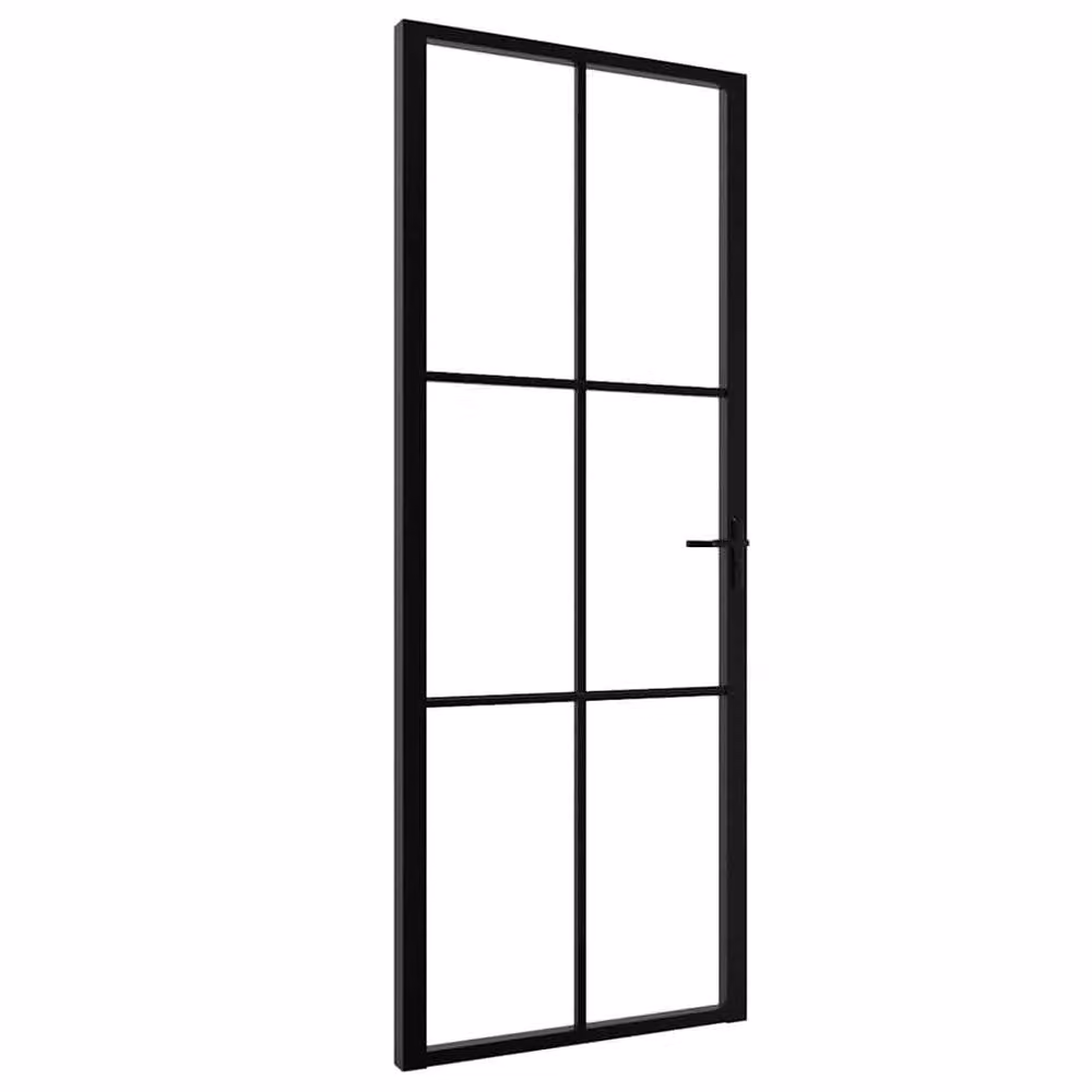Berkfield Industrial Interior Door with ESG Glass and Aluminium Frame, Black, W: 76 cm, H: 201.5 cm – 3