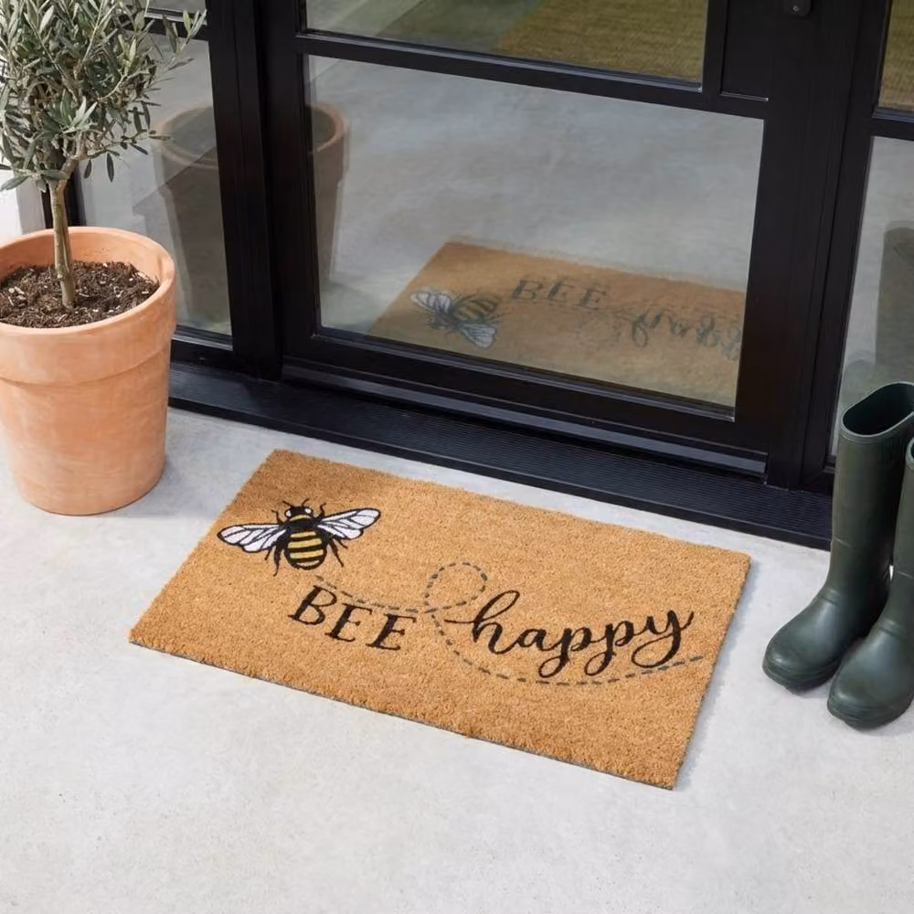 Garden Greatness Bumble Bee Printed Coir Doormat, Multicolour, W: 75 cm, D: 45 cm – 2