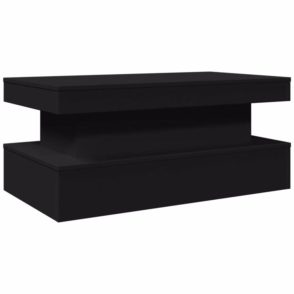 Berkfield Home Modern Black Coffee Table with LED Lights W/D/H: 90 x 50 x 40 cm – 3