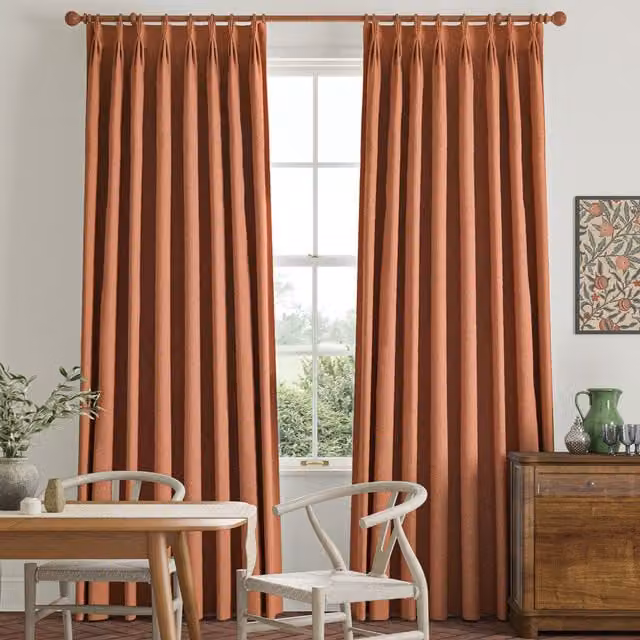 William Morris Reed Made To Measure Blackout Fabric Panel Curtains in Red and Orange