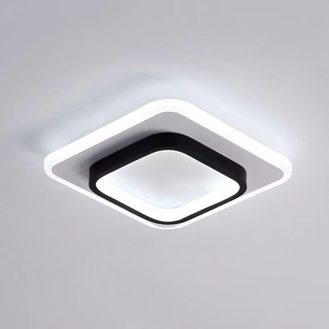 Pheashine White and Black Square LED Slim Ceiling Light, 21W, Cool White, 24 cm