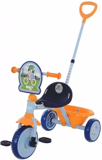 MV Sports Bluey Officially Licensed My First Trike in Black and Multicolour with Push Handle and Height Adjustable Metal Frame