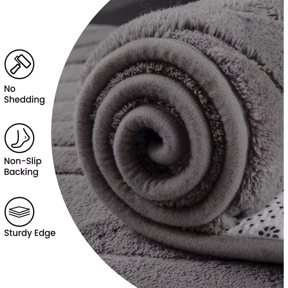 PAWNORA Dark Grey Soft Fluffy Anti-Slip Geometric Rug, W: 200 cm, D: 300 cm – 4