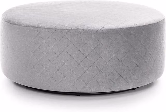 Abakus Direct Chicago Large Quilted Swivel Footstool in Light Grey Velvet – 1