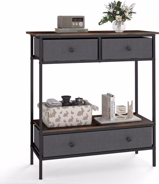 Costway Industrial Brown Console Table for Entryways and Hallways