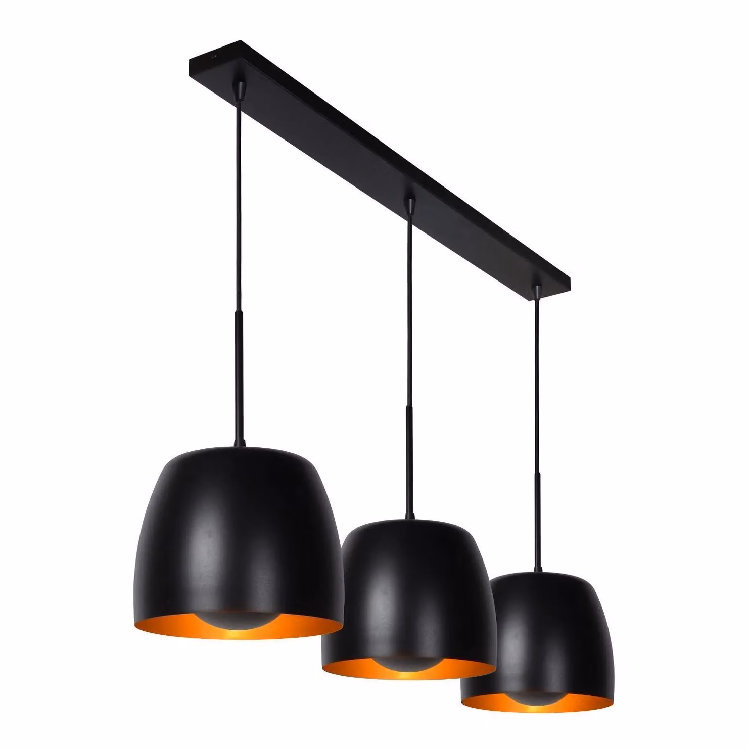 Lucide NOLAN Black Metal Dimmable Adjustable Bar Pendant Light with 3 x E27 Sockets – 4