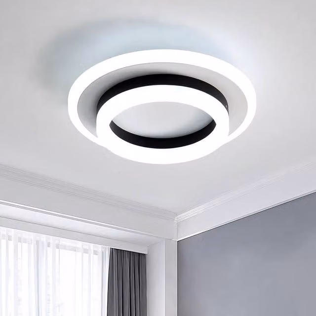 Goeco Modern Round LED Ceiling Light, Black, 24 W, 2700 LM, Diameter: 20 cm