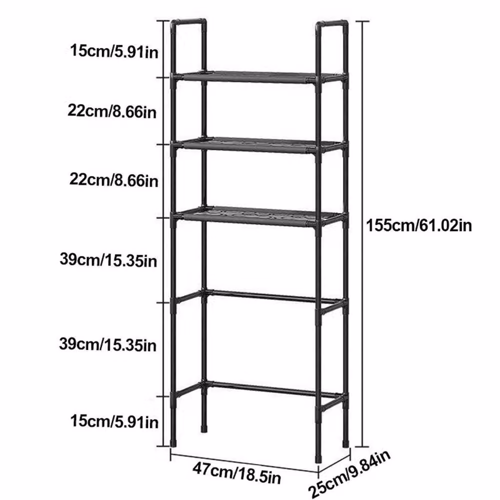 VOGREX 3-Tier Over-Toilet Bathroom Storage Shelf Organizer in Matt Black – 2