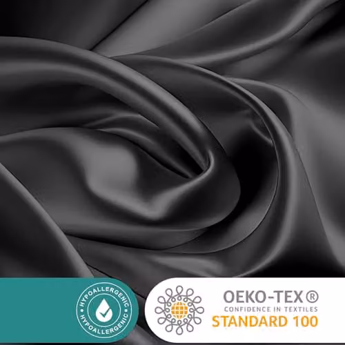 Grace Satin Silk Pillowcase 2 Pack in Black and Anthracite with Envelope Closure – 5