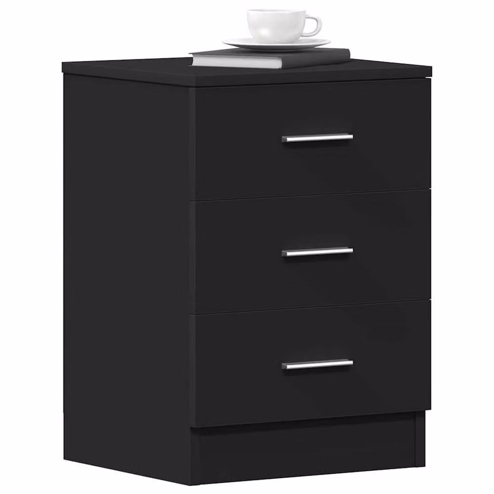 Berkfield Home Set of 2 Black Bedside Cabinets in Engineered Wood, W: 38 cm, D: 35 cm, H: 56 cm – 2