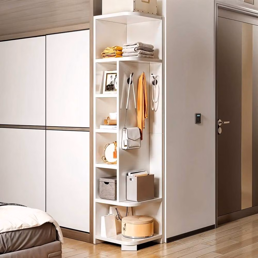 FLAVORA Wooden Coat Rack Cabinet in White, W/D/H: 30 x 30 x 180 cm – 2