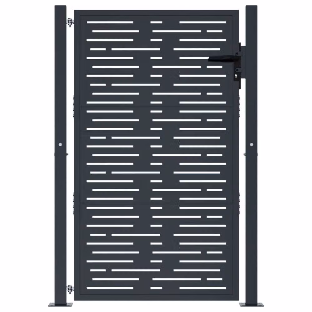 Berkfield Home Anthracite Steel Square Design Garden Swing Gate, W: 105 cm, H: 155 cm, Grey – 3