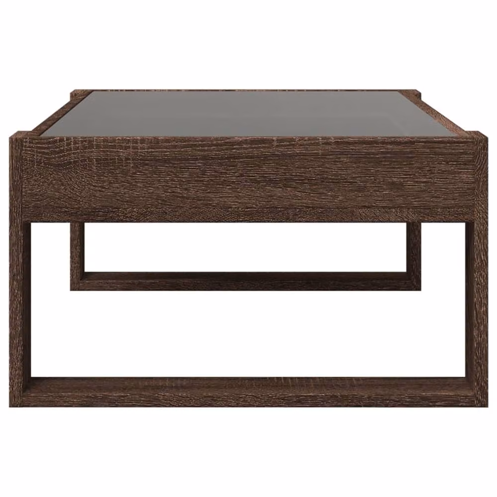 Berkfield Home Infinity LED Coffee Table in Brown Oak, W/D/H: 90 x 53 x 30 cm – 3