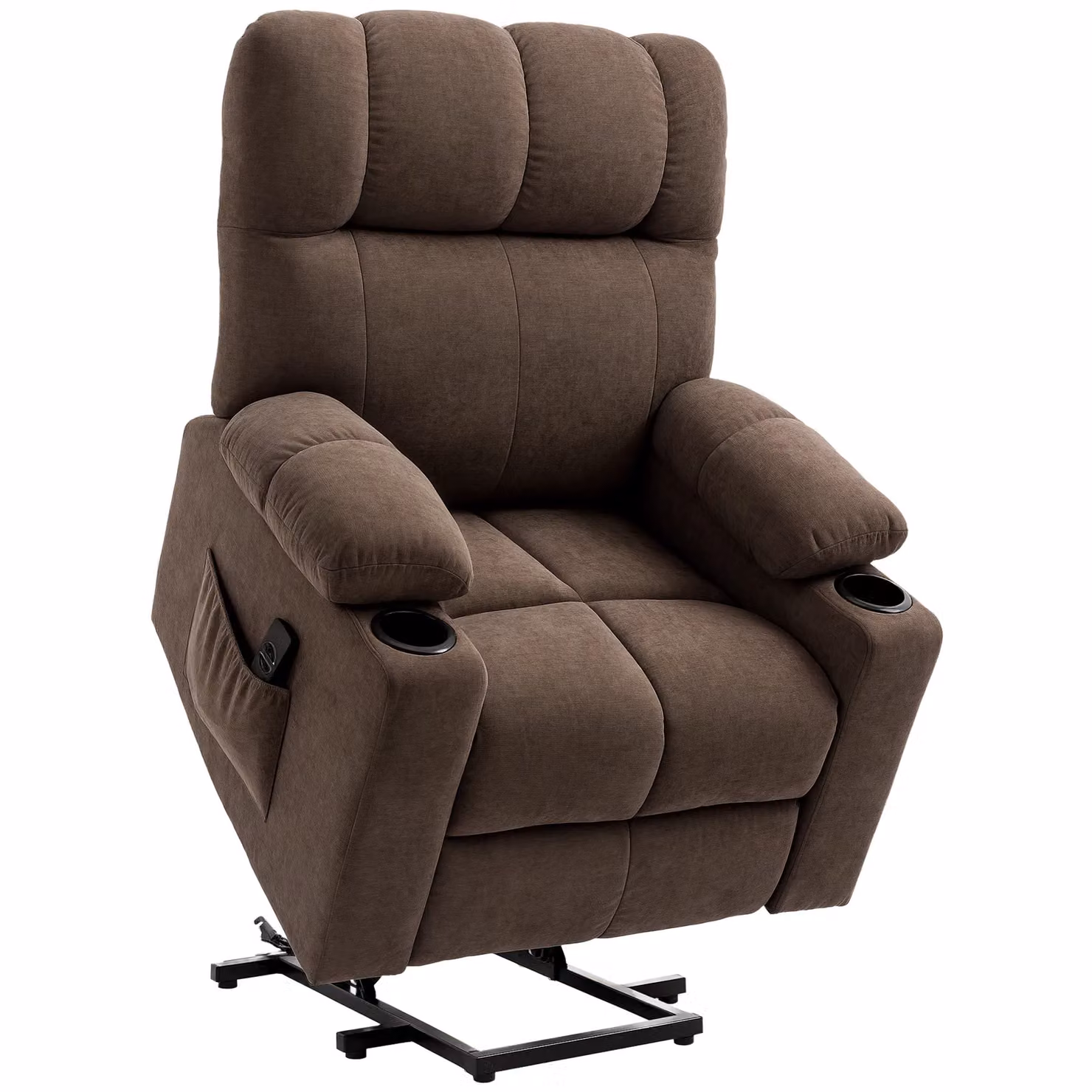 HOMCOM Heavy Duty Powered Lift Assist Riser Recliner Chair for Seniors in Dark Brown Fabric – 2