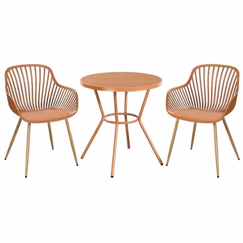 Core Products 3-Piece Bistro Garden Set with Round Metal Table and Two Sunray Armchairs