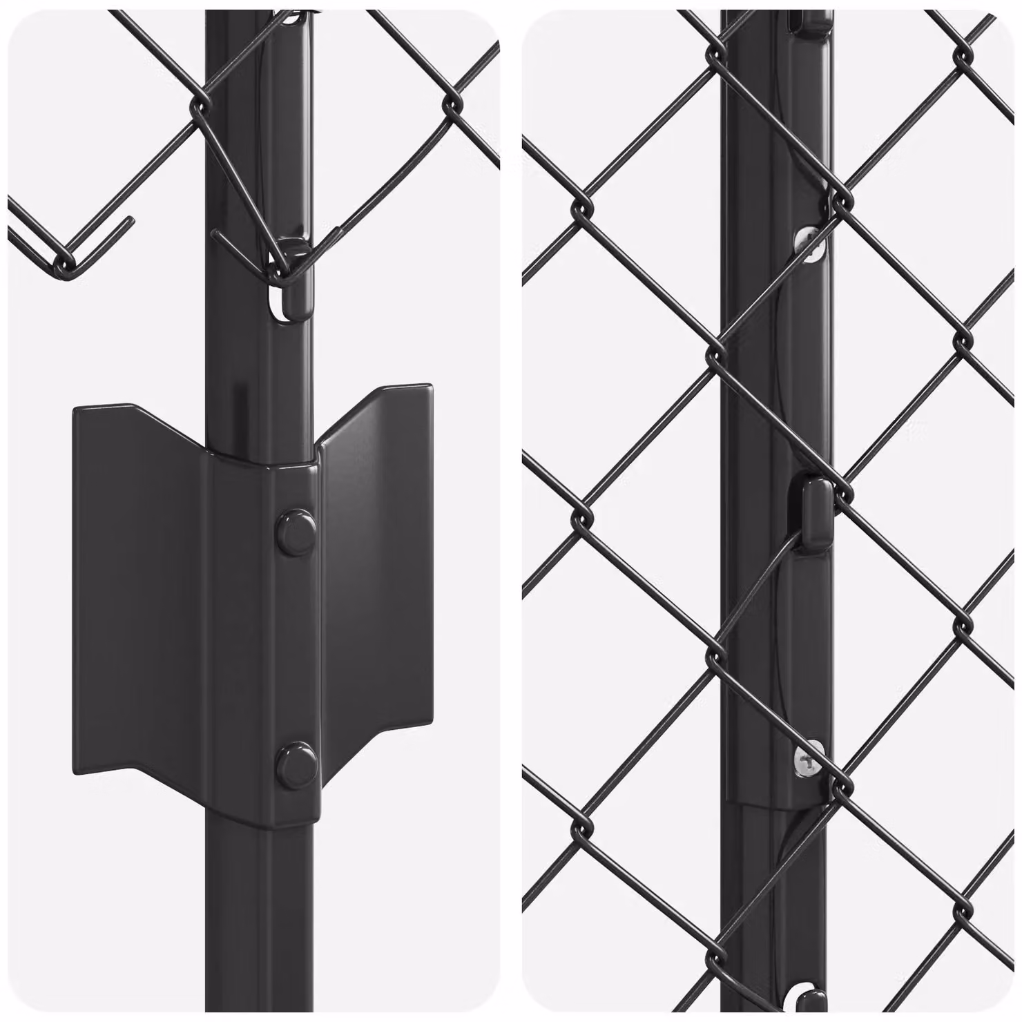 Berkfield Home Grey Galvanised Steel Chain Link Fence with 20 U-Profile Posts, W: 10 m, H: 1.4 m – 3