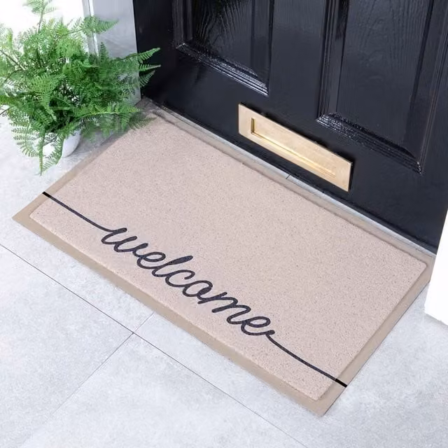 Artsy Mats Welscribble Beige Indoor and Outdoor Doormat, W/D: 70 x 40 cm