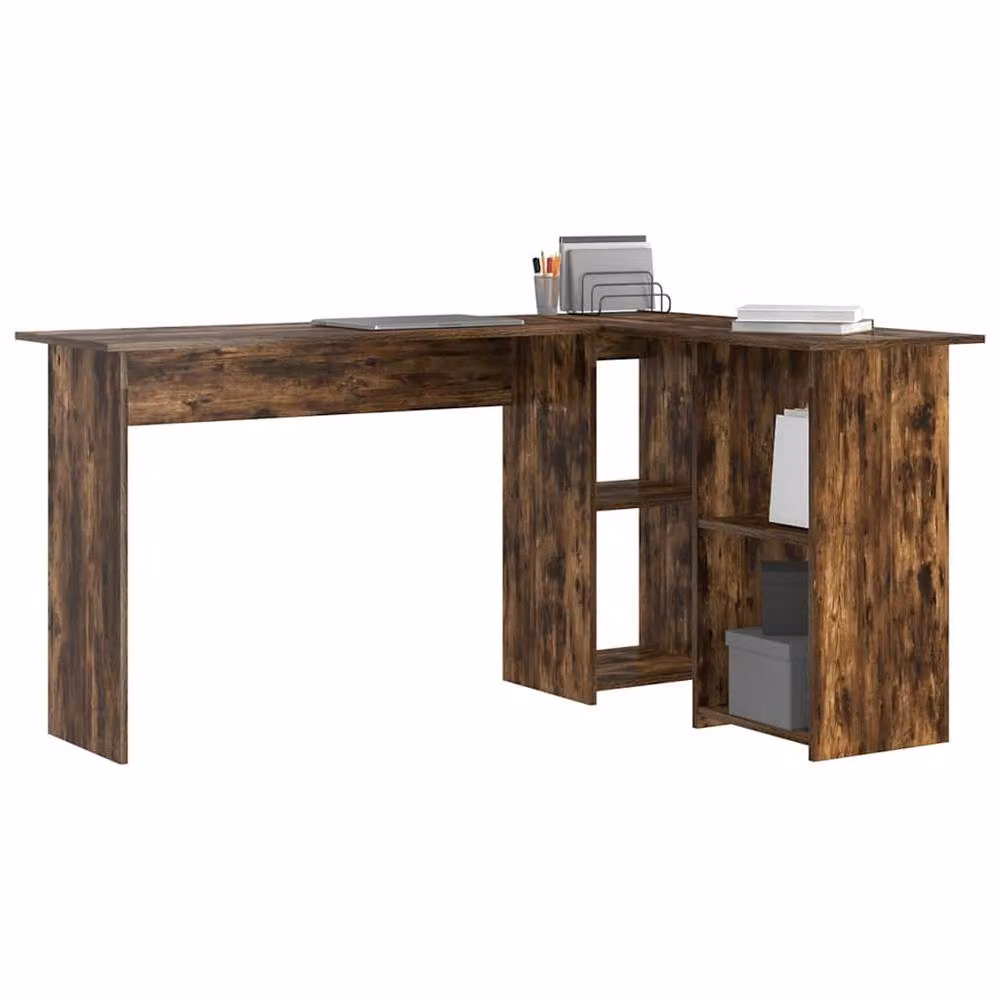 Berkfield Home Smoked Oak Corner Computer Desk in Brown – 3