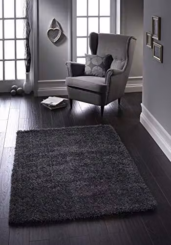 Rugs Direct Grey Modern Plain Rectangular Polyester Rug, W/D/H: 290 x 200 x 1 cm – 2
