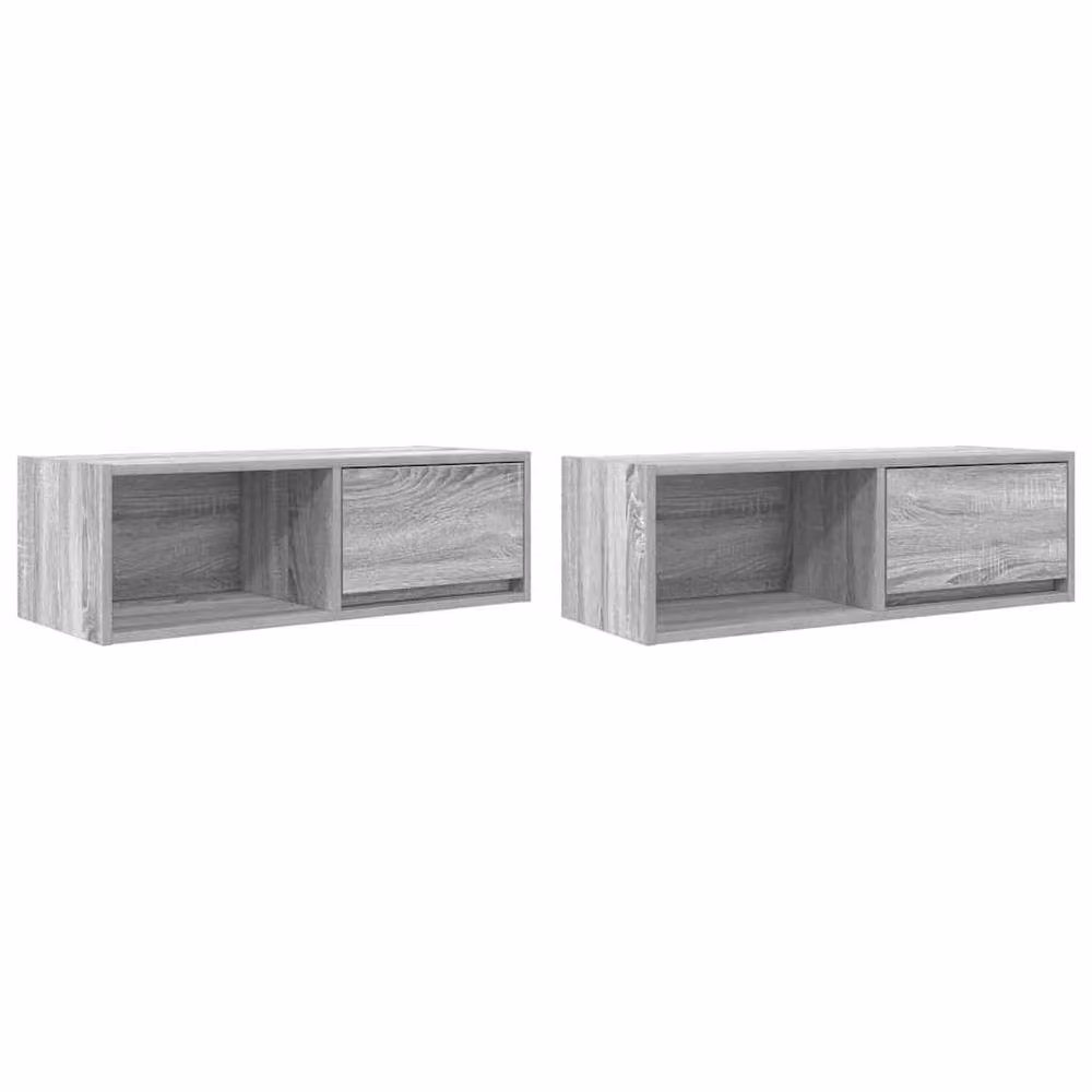 Berkfield Home Set of 2 Modern Grey Sonoma TV Cabinets in Engineered Wood W/D/H: 80 x 31 x 25.5 cm – 2