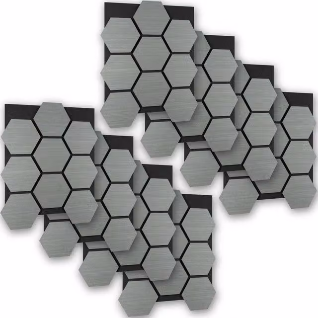tectake Hexagonal Acoustic Sound-Absorbing Felt Wall Panels in Light Grey Wood Look – 1