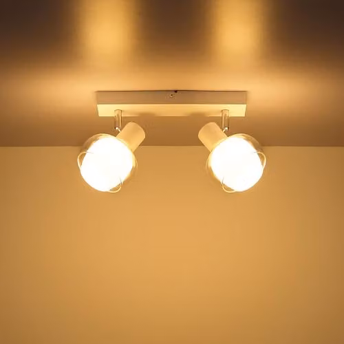 Netlighting Tokki Twin Ceiling Spotlight in White Matt with Transparent Glass Shades, 2x E14 – 3