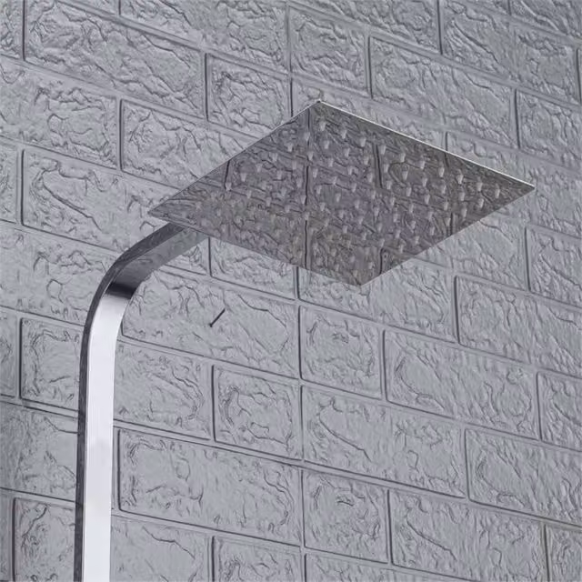 Nordara Waterfall Square Dual Shower Head with Riser Rail in Silver Ceramic