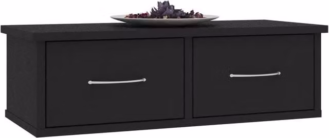 Berkfield Home Decorative Wall-mounted Drawer Shelf in Black, W: 60 cm, D: 26 cm, H: 18.5 cm – 1