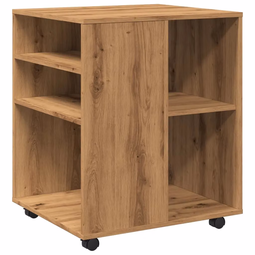 Berkfield Home Artisan Oak Rolling Cabinet in Brown, W/D/H: 60 x 53 x 72 cm – 2