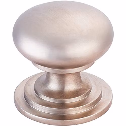 Loops Victorian Round Cupboard Door Knob, Brushed Silver, 38mm Diameter