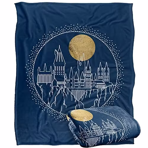 Warner Brothers Harry Potter Hogwarts Full Moon White Fleece Throw Blanket W/D/H: 152 x 127 cm