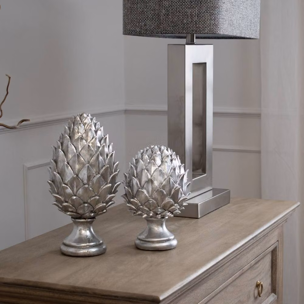 Love Lace Antique Silver Pinecone Tall Christmas Finial – 3
