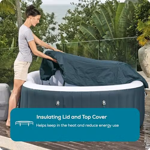 Lay-Z-Spa Ibiza Square Inflatable Hot Tub for 4-6 People in Green and White – 3