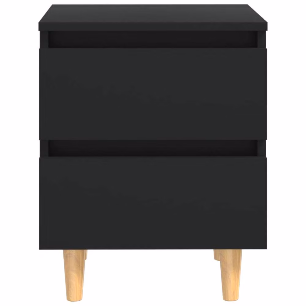 Berkfield Home Bed Cabinets with Solid Pinewood Legs, 2 Pieces, Black, W: 40 cm, D: 35 cm, H: 50 cm – 3