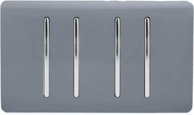 Trendi 4 Gang Flush Mains Light Switch, Grey – 1