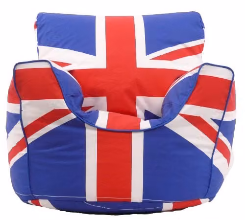 BeanLazy Cotton Union Jack Bean Bag Armchair for Children in Blue and Multicolour W/D/H: 60 x 60 x 50 cm