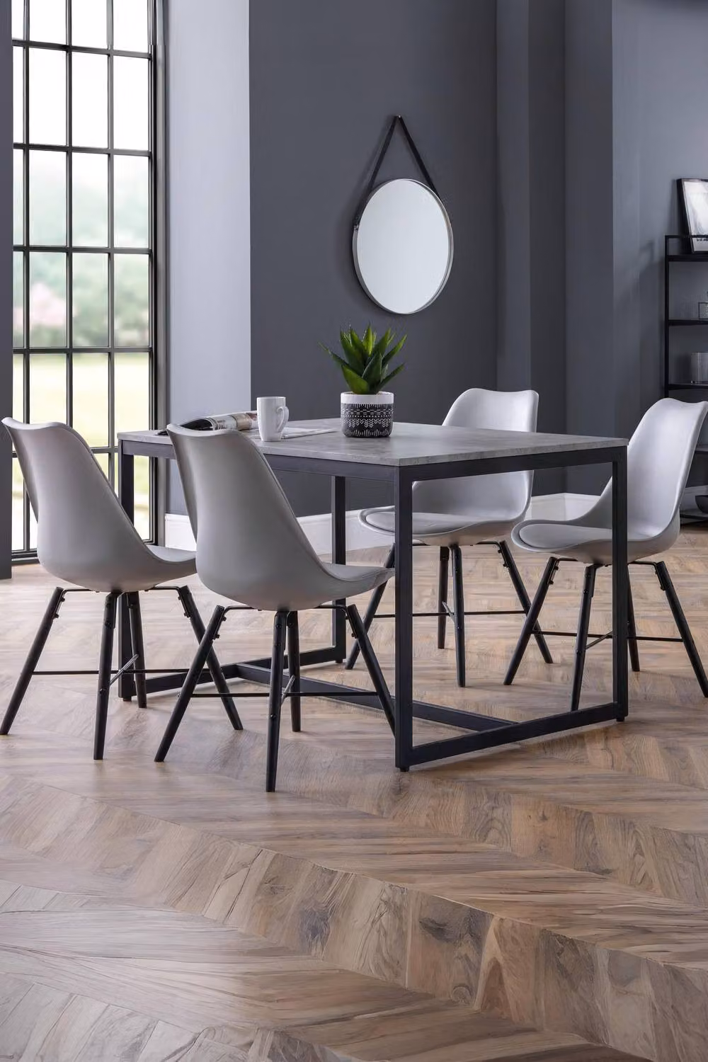 Julian Bowen Kari Set of 2 Plastic and Metal Dining Chairs in Grey and Black – 3