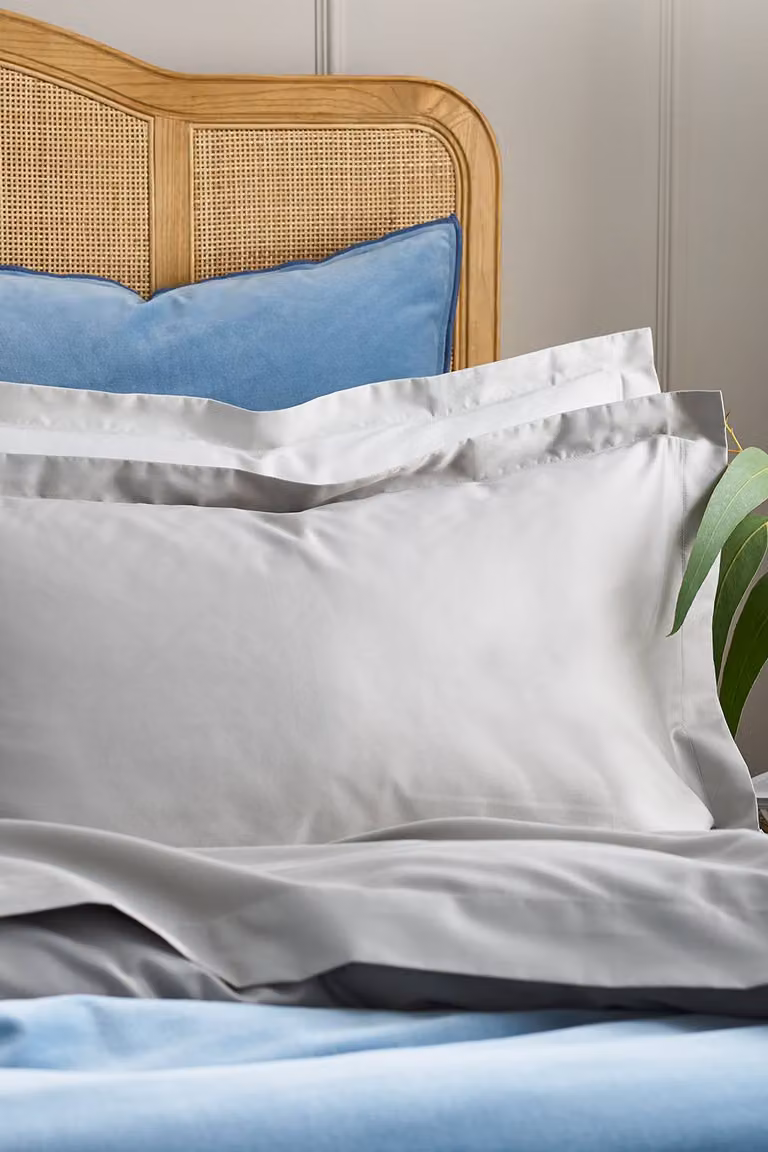 Christy 400TC Luxury Cotton Sateen Plain Dye Oxford Pillowcases, Pair, Pale Grey