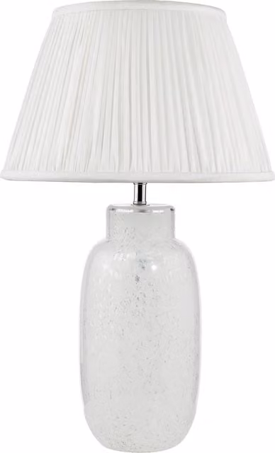 Dar Lighting ILE422 Modern White and Transparent Tabletop Lamp with Chrome and Glass Details