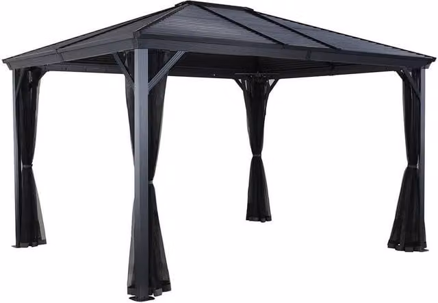 Sojag Ventura Hip Gazebo in Black with Aluminium and Galvanised Steel Frame, L362 x W297 x H260.9 cm